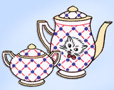 1940s Original Vintage Superior Embroidery Transfer 127 Kitten Dish Tea Towels