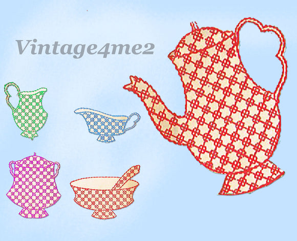 1930s Vintage Superior Embroidery Transfer 136 Uncut X-Stitch Dish Tea Towels
