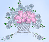 1940s Vintage Superior Embroidery Transfer 137 Uncut Flower Basket Pillowcases - Vintage4me2