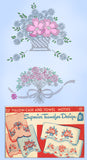 1940s Vintage Superior Embroidery Transfer 137 Uncut Flower Basket Pillowcases - Vintage4me2