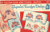 1940s Vintage Superior Embroidery Transfer 137 Uncut Flower Basket Pillowcases - Vintage4me2