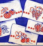 1940s Vintage Superior Embroidery Transfer 140 Uncut Gingham Fruit Tea Towels -Vintage4me2
