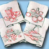 1940s Vintage Superior Embroidery Transfer 148 Uncut Veggie Tea Towel Motifs