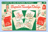 1940s Vintage Superior Embroidery Transfer 148 Uncut Veggie Tea Towel Motifs