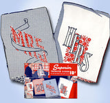 Superior 149: 1940s Mr & Mrs Wedding Pillowcase Uncut Vintage Embroidery Transfera