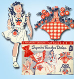 1940s Vintage Superior Embroidery Transfer 157 Uncut Applique Apron for Tots
