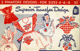 1940s Vintage Superior Embroidery Transfer 157 Uncut Applique Apron for Tots