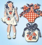 1940s Vintage Superior Embroidery Transfer 157 Uncut Applique Apron for Tots