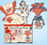 1940s Vintage Superior Embroidery Transfer 157 Uncut Applique Apron for Tots