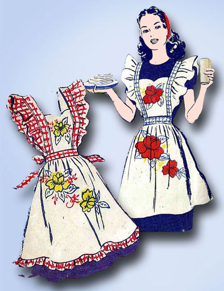 1940s Vintage Superior Embroidery Transfer 161 Uncut Applique Apron - Vintage4me2