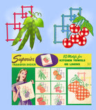 1940s Vintage Superior Embroidery Transfer 167 Uncut Gingham Fruit & Veggie Tea Towels