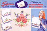 1940s Vintage Superior Embroidery Transfer 168 Uncut Colorful Floral Pillowcases - Vintage4me2