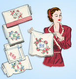 1940s Vintage Superior Embroidery Transfer 173 Uncut Monograms & Frames
