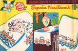 1940s Vintage Superior Embroidery Transfer 307 VTG Uncut Pillow Case Crochet