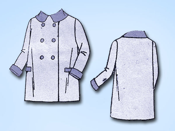 1930s Vintage Superior Sewing Pattern 7803 Toddler's Double Breasted Coat Size 2 - Vintage4me2
