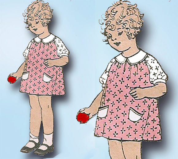 1930s Original Vintage Superior Sewing Pattern 8443 Easy Baby Girls Dress Size 1 -Vintage4me2