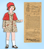 1930s Original Vintage Superior Sewing Pattern 9214 Cute Baby Girls Coat Size 2 -Vintage4me2