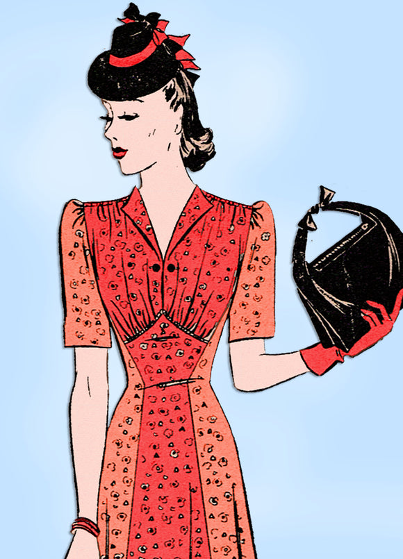 1940s Vintage Superior Sewing Pattern 9720 Stunning WWII Dress & Purse Sz 30 B - Vintage4me2