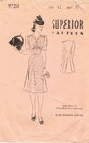 1940s Vintage Superior Sewing Pattern 9720 Stunning WWII Dress & Purse Sz 30 B - Vintage4me2