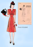 1940s Vintage Superior Sewing Pattern 9720 Stunning WWII Dress & Purse Sz 30 B - Vintage4me2