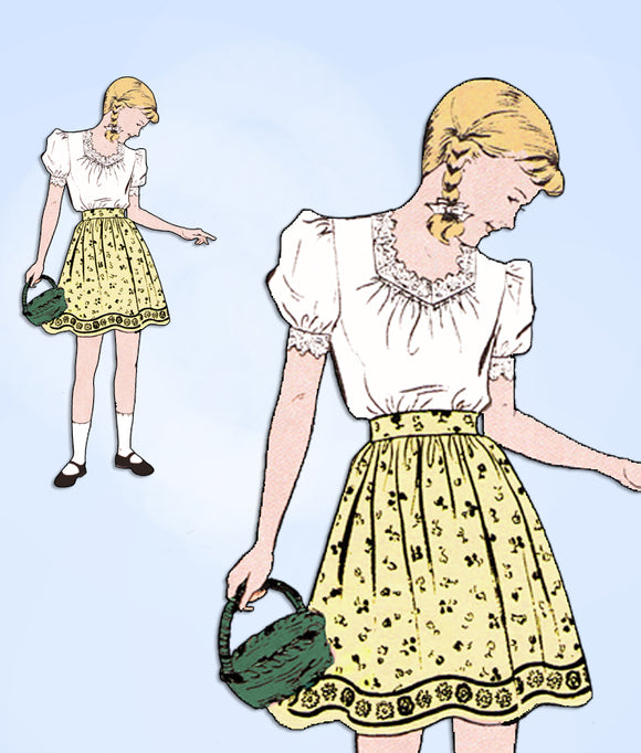 Superior 9903: 1940s WWII Little Girls Skirt & Blouse Sz8 Vintage Sewing Pattern - Vintage4me2