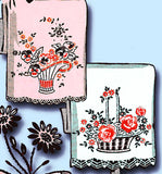 1940s Vintage Superior Embroidery Transfer 171 VTG Uncut Pillow Case Bells Flowers - Vintage4me2