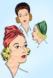 1930s Original Vintage Superior Sewing Pattern 197 Rare Misses Hat & Turban Set