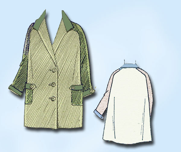 1930s Vintage Superior Sewing Pattern 8079 Uncut Boy or Girls Raglan Coat Sz 10