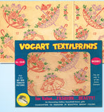 1950s Vintage Vogart Textilprint 13 Uncut Color Parasols & Flowers Hot Iron Transfer