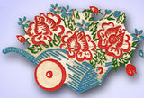 1950s Vintage Vogart Textilprint 14 Uncut Color Flower Cart Hot Iron Transfer