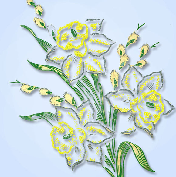 1950s Vintage Vogart Textilprint 17 Daffodil Color No Sew Hot Iron Transfer