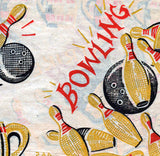 1950s Vintage Vogart Textilprint 465 Uncut Color Bowling Pins Hot Iron Transfer