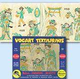 1950s Vintage Vogart Textilprint 468 Uncut Color Asian Ladies Hot Iron Transfer