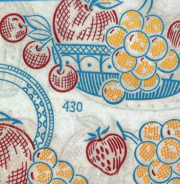 1950s Vintage Vogart Textilprint Color Transfer 430 Fruit Bowl Tea Towel Motifs