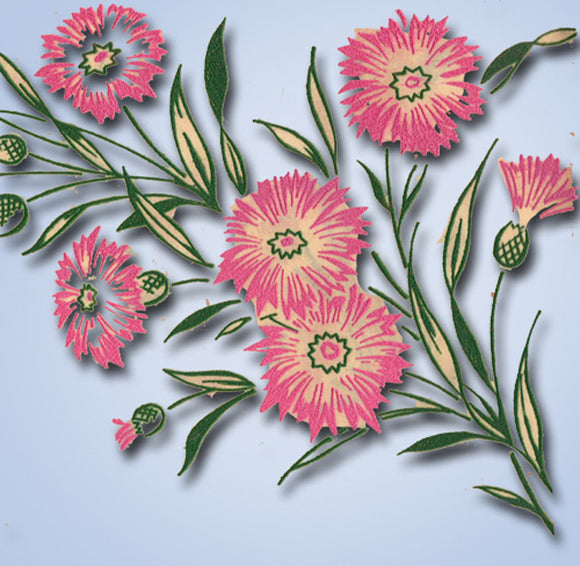 1950s Pretty Carnations Vogart Textilprints 440 Color Hot Iron Transfer Uncut -Vintage4me2