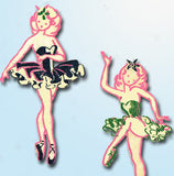 1950s Ballerina Motifs Vogart Textilprint 549 Color Hot Iron Transfer Uncut ORIG
