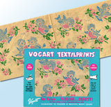 1950s Color Vintage Vogart 58 Bluebirds Uncut Original No Sew Textilprint Transfer