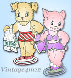 1950s Vintage Vogart Embroidery Transfer 102 Perky Pups Comic Kitties Uncut
