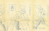 1950s Vintage Vogart Embroidery Transfer 137 Uncut French Chef DOW Tea Towels - Vintage4me2