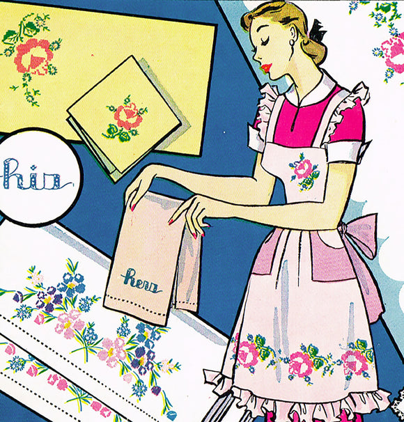 1950s Vintage Vogart Embroidery Transfer 200 Uncut X-Stitch Floral Mixed Motifs