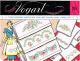 1950s Vintage Vogart Embroidery Transfer 205 Uncut Floral Pillowcase Set - Vintage4me2