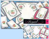 1950s Vintage Vogart Embroidery Transfer 208 Uncut Poppies Floral Vanity Set - Vintage4me2 