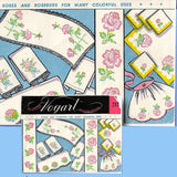1950s Darlin Vogart 212 Original Uncut Rose and Rosebud Embroidery Transfer - Vintage4me2