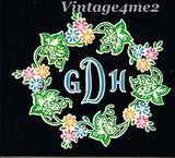 1940s Original Vintage Vogart Embroidery Transfer 221 Uncut Monograms and Frames