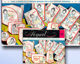 1950s Vintage Vogart Embroidery Transfer 241 Uncut Sally Perkins DOW Tea Towels
