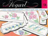 1950s Vintage Vogart Embroidery Transfer 256 Uncut 3 Floral Pillowcase Motifs