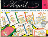 1950s Vintage Vogart Embroidery Transfer 262 Uncut Honeymoon Kitten Tea Towels