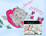 1950s Vintage Vogart Embroidery Transfer 265 Uncut Sweet Dream Kitten Pillowcases