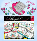 1950s Vintage Vogart Embroidery Transfer 265 Uncut Sweet Dream Kitten Pillowcases