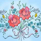 1950s Vintage Vogart Embroidery Transfer 279 Uncut Floral Pillowcase Motifs - Vintage4me2